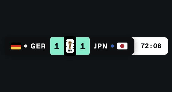WM-Scoreboard mit Beispielstand: Deutschland gegen Japan